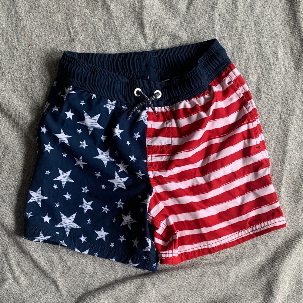 Wonder Nation Kids Star and Stripe Swim Shorts Red, White, and Blue - S 6/7